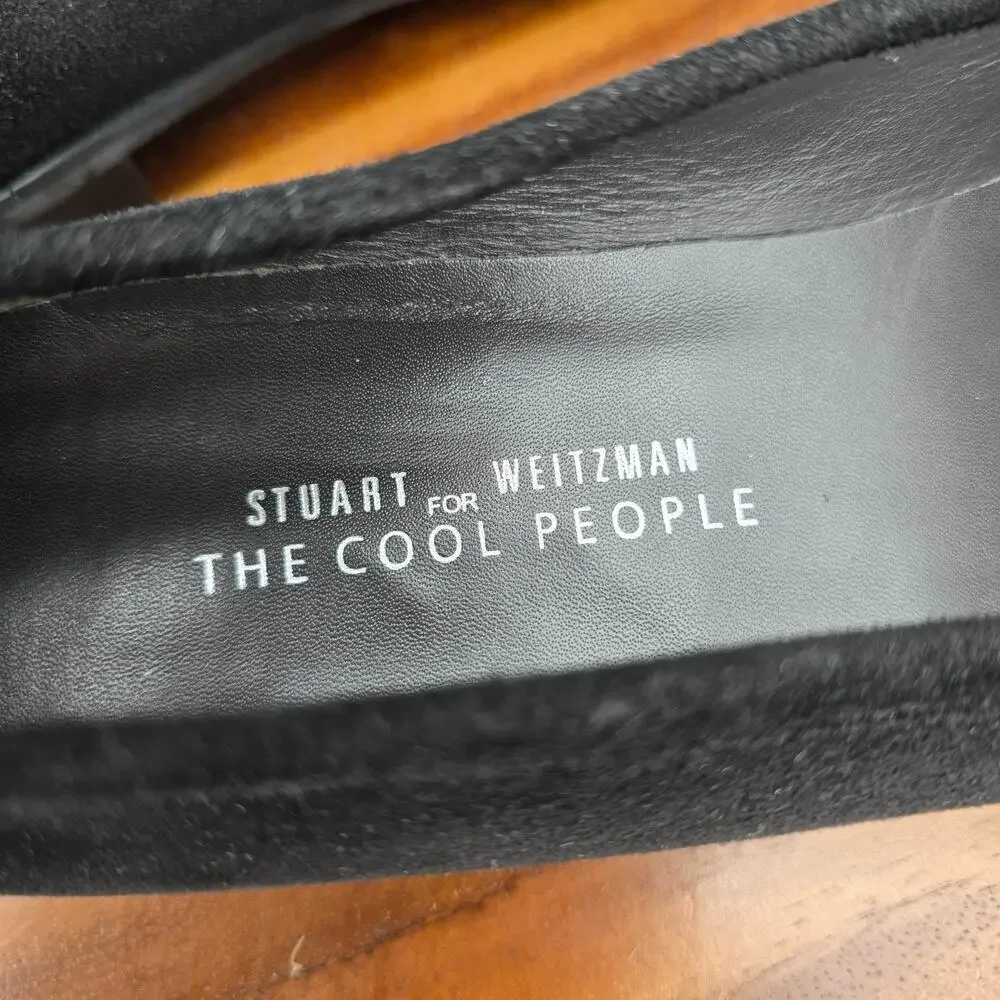 Stuart Weitzman Cool People Shoes Womens 9 M Black Suede Leather Loafers Flats